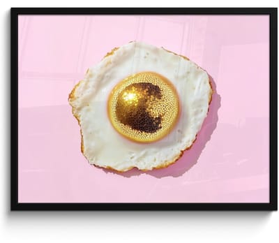 Fotolijst inclusief poster - Posterlijst 70x50 cm - Posters - Ei - Disco - Ontbijt - Glitter - Foto in lijst - Keuken decoratie muur - Wanddecoratie accessoires - Muurdecoratie - Schilderijen