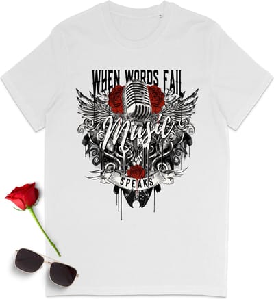 T Shirt met Muziek Quote - Dames en Heren Shirt voor Muziekliefhebbers - Wit - S