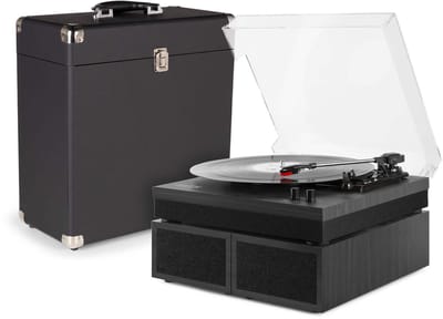 Retro platenspeler met platenkoffer - Fenton RP165B - Met Bluetooth en speakers - Zwart
