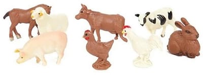 Mini Boerderij Dieren Speelfiguurtjes Set – Zakje met 8 Kleine Farm Dieren Micro – Koe Kip Varken Schaap Stier Paard Konijn en Haan – Speelgoed & Verzamelfiguur – Leuk Cadeautje of Traktatie
