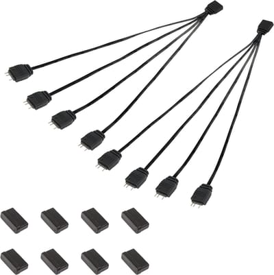 5V 3 Pin ARGB Splitter Kabel, 1 Vrouwelijke naar 4 Mannelijke Poorten, Adresserbare RGB Verlengconnector voor LED Strips en Ventilatoren - 2-Pack voor PC Gaming en RGB Verlichting