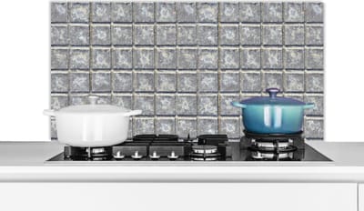 Spatscherm keuken 100x50 cm - Kookplaat achterwand Tegels - Metaal - Patronen - Muurbeschermer - Spatwand fornuis - Hoogwaardig aluminium