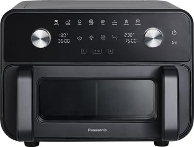 Panasonic NF-BC1000KXE Air-Fryer met dubbele mand en Flex-lade 9.6 l 2450 W Anti-aanbaklaag, BPA-vrij, Onbreekbaar, Met actieve ventilatie, Met
