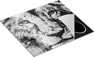 Chefcare Inductie Beschermer Gekleurde Leeuw - Abstract - Zwart Wit - 60x50 cm - Afdekplaat Inductie - Kookplaat Beschermer - Inductie Mat