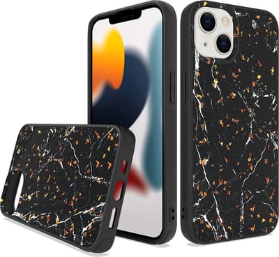 LuxeBass Siliconen hoesje met print geschikt voor Apple iPhone 14 Plus - Marmer Black - telefoonhoes - gsm hoes - telefoonhoesje