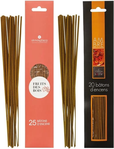 Atmosphera Wierook stokjes - set van 2 geuren - Amber en Bosvruchten - 25 cm - Ontspanning