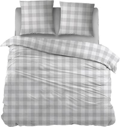 Snoozing Lies - Flanel - Dekbedovertrek - Eenpersoons - 140x200/220 cm + 1 kussensloop 60x70 cm - Grijs