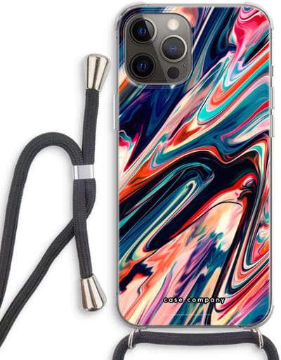 Case Company® - Hoesje met koord geschikt voor iPhone 12 Pro hoesje met Koord - Quantum Being - Telefoonhoesje met Zwart Koord - Bescherming aan alle Kanten en Over de Schermrand