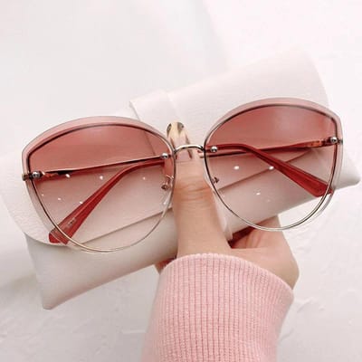 Hoge Kwaliteit dames Ovale Randloze Zonnebril Dame Metalen Cay Oogschaduwen voor Dames Rijden Oogglazen Sonnenbrille zonnebril dames As picture