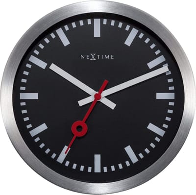 NeXtime Station – Wandklok – 19 cm – Aluminium – Zwart