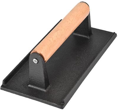 Allecto - Meat Press - Grillgewicht - Duurzaam ontwerp - 22 x 12 x 8 cm - Voor perfecte steaks - Ideaal voor grillen - Met houten handvat