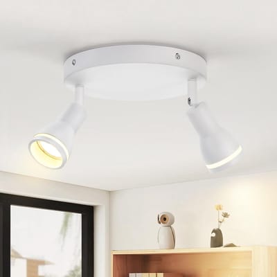 Glitzerlife - Plafondspot Plafondlamp - 2xGU10 Draaibaar en Kantelbaar - Moderne Opbouwspot - Ø20cm - Wit Metaal Acryl