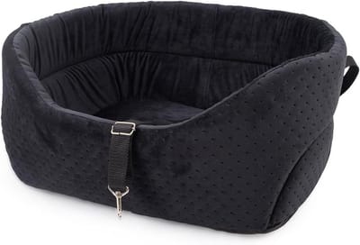 Hondenautostoel - Hondenmand Auto - Comfortabel Reizen - Wasbaar Imitatiesuède - 39 x 32 cm - Zwart