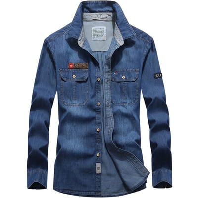 Denim Shirt met Lange Mouwen Heren Casual Grote Maat Top Herfst Nieuw Herenshirt 3XL gray