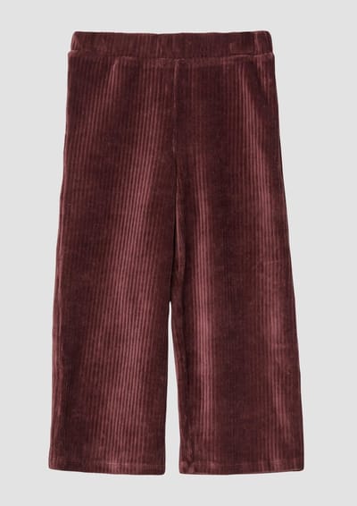 s.Oliver - female - Broek met wijde pijpen van zacht ribfluweel met elastische tailleband