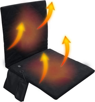 Heated seat cushion - Portable back support - Three-layer heating function - Stadium seats - Heated seat cover - Suitable for home office chairs - Sports events - Outdoor travel - Camping seats - No need for power adapter - Black