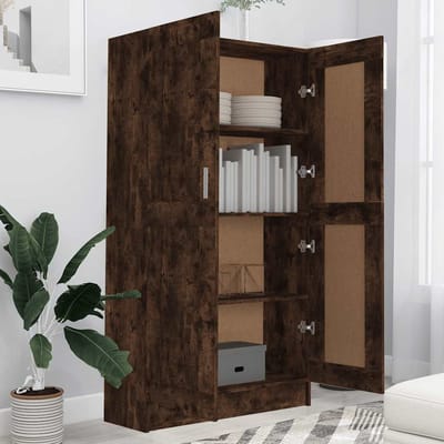 vidaXL - Boekenkast - 82,5x30,5x150 - cm - bewerkt - hout - gerookt - eikenkleurig
