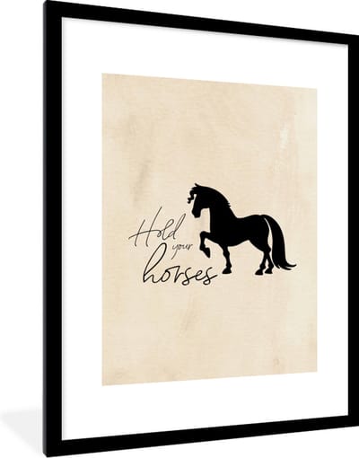Fotolijst incl. Poster - Paarden - Quotes - Hold your horses - Spreuken - 60x80 cm - Posterlijst