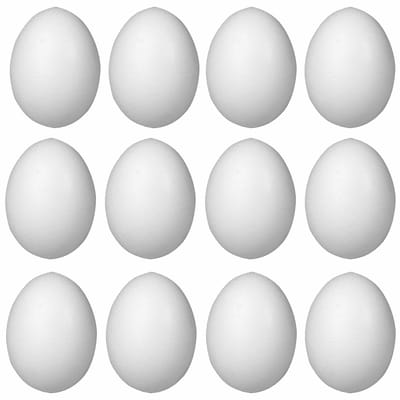 Rayer Hobby piepschuim ei - Pakket van 12x stuks - 10 cm - wit - Pasen decoratie - tempex paaseieren