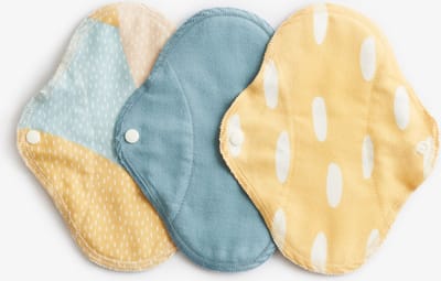 ImseVimse wasbare inlegkruisjes - 3 stuks - zero waste - biologisch katoen - Blue Sprinkle - Geel denim mix
