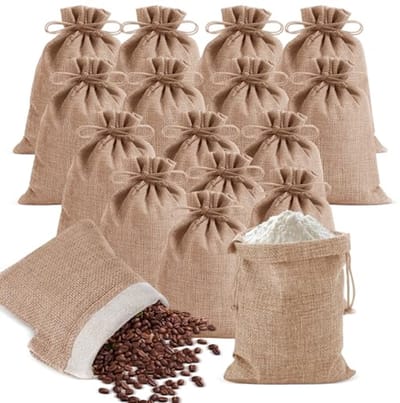 Jute Zakjes met Trekkoord – Set van 15 Stuks voor Cadeaus en DIY-projecten – 15 x 20 cm Bruin