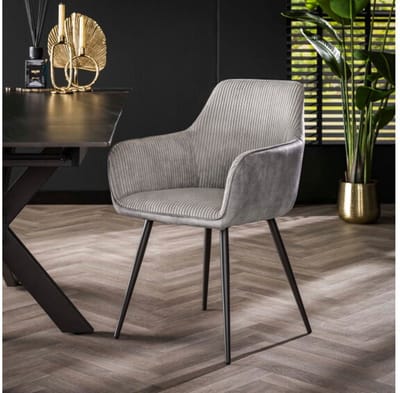 Eetkamerstoel Kreta Ribstof - Zilverkleurig | Meubelplaats - eetkamerstoelen set van 2
