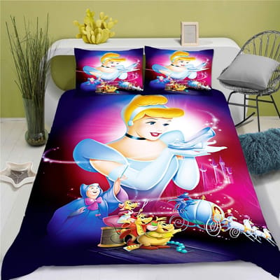 Disney Prinses Serie 100% Polyester Beddengoed Set Dekbedovertrek Voor Thuis 3-Delige Set 1 Dekbedovertrek Anime Schattig Bedrukt Cartoon US Queen(228*228cm)3pcs