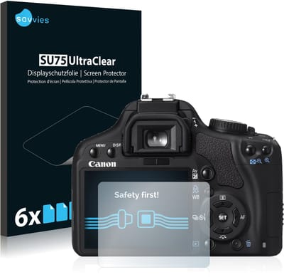Savvies - Screenprotector voor Canon EOS 450D - Folie Beschermfolie transparant 6 Stuks
