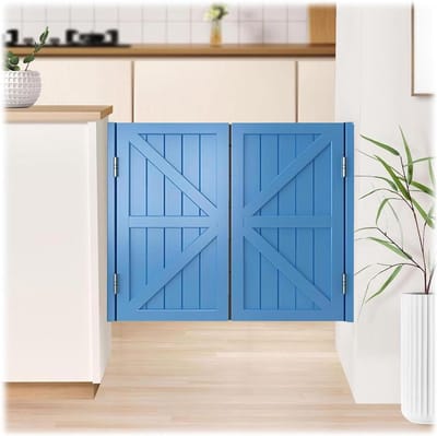 Draaideuren Massief Hout - Halve Deuren - Ruimte Verdelen - Dubbel Zwaaimechanisme - 118x90cm - Blauw