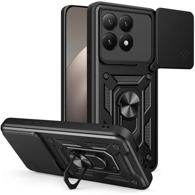 Coverup Hoesje - Geschikt voor Xiaomi 15T Hoesje - Coverup Armor Ring Kickstand Back Cover met Camera Shield - Zwart