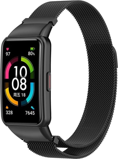 KELERINO. Milanees bandje geschikt voor Huawei Band 6 - Zwart