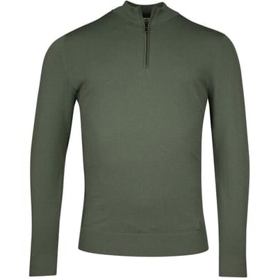 Thomas Maine Trui Uni Color Half Zip Single Knit Groen / male