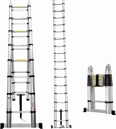 Tumex - Telescoopladder - Telescopische Ladder - Telescopische Vouwladder - Draagbaar - Max 150kg - 3.8M Uitschuifbaar - Antislip Voeten
