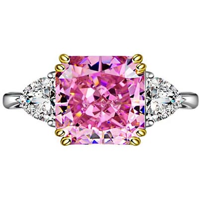 POMOiii Simulatie Roze Toermalijn Vintage Ring Open Tune Zirkoon Vierkante Damesring Boutique Sieraden Resizable