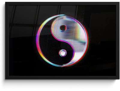 Poster in lijst - Fotolijst 60x40 cm - Posters - Yin-Yang - Cirkel - Regenboog - Posterlijst zwart - Decoratie - Wanddecoratie woonkamer - Muurdecoratie slaapkamer