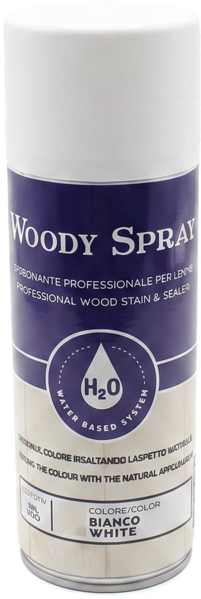 Houtbeits Spray voor Buitenhout 400 ml - Professionele Beits & Grondverf - Watergedragen Polyurethaan Houtprimer - Houtbescherming - Sneldrogend - UV-Bestendig - Wit - White [17403]
