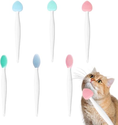 6-Pack Kattenborstel voor het Schoonmaken van de Kin, Zachte Siliconen Scrubber, Dubbelzijdige Borstel voor Verzorging en Vachtverwijdering