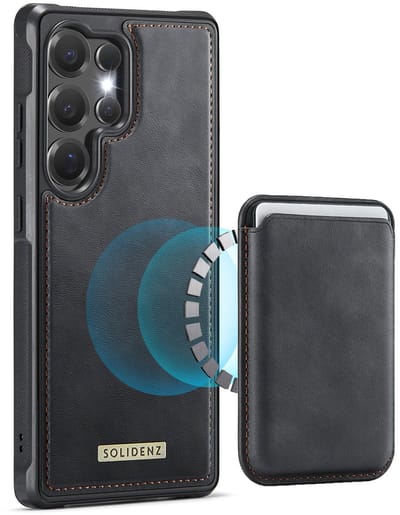 Solidenz hoesje - Geschikt voor Samsung Galaxy S26 Ultra - Backcover met Magnetische Pasjeshouder geschikt voor MagSafe - Zwart