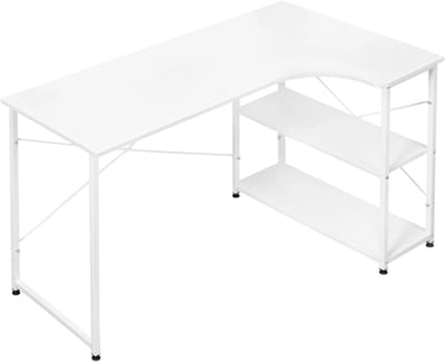 NaevaMi hoekbureau - Computertafel - Gaming Bureau - L-vormig Bureau - PC Laptoptafel - Werkstation - Studie Bureau - Voldoende Werkoppervlak - Ideaal voor Thuiswerken - Draagvermogen Max. 50kg - 120x74x71.5cm - Wit