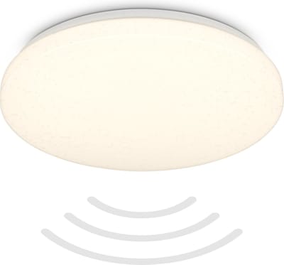 B.K.Licht - LED Badkamerverlichting - Plafondlamp met bewegingsmelder - IP54 - warm wit licht - 27x6.5 cm - Wit