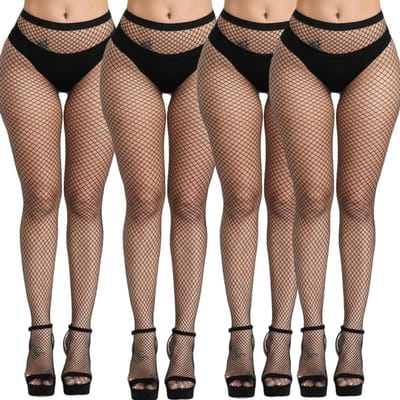 4 Stuks Top Lolita Visnet Bodykousen Visnet Panty's Mesh Nylon Strakke Lingerie Huid Jk Visnet Taille Kousen M Mesh One Size(150-185cm) black