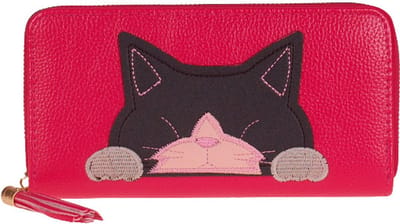 Fuchsia portemonnee poesje - 20x11cm