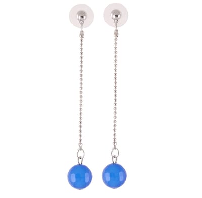 Behave - Lange oorstekers dames - Minimalistische stijl - Blauwe natuursteen
