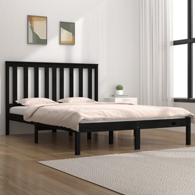 vidaXL - Bedframe - massief - grenenhout - zwart - 200x200 - cm