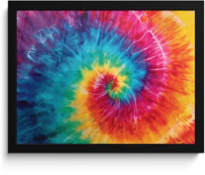 Poster in lijst - Fotolijst 40x30 cm - Posters - Regenboog - Tie dye - Kleurrijk - Blauw - Posterlijst zwart - Decoratie - Wanddecoratie woonkamer - Muurdecoratie slaapkamer