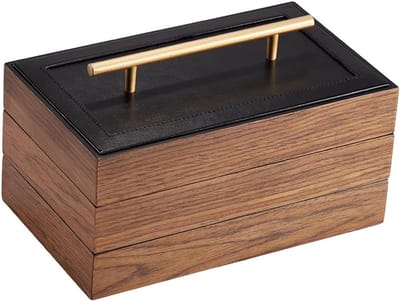 Houten Sieradendoos - Opbergdoos Juwelen - Sieraden Organiseren - Drie Lagen Ruimte - 265x16x13cm - Bruin