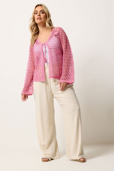 Yours Roze Cardigan Met Bloemenapplicatie Size 42-44