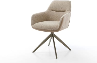 Eetkamerstoel Pejo-Flex kruisframe breed afwerking met titanium materiaalmix mud 360° draaibaar pocketveer kern