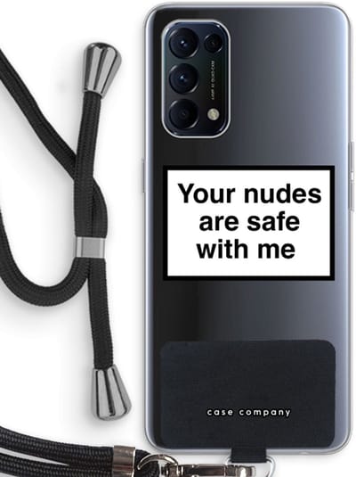 Case Company® - Hoesje met koord geschikt voor Oppo Find X3 Lite hoesje met Koord - Safe with me - Telefoonhoesje met Zwart Koord - Bescherming aan alle Kanten en Over de Schermrand