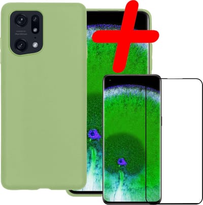 Hoesje Met Screenprotector - Geschikt voor OPPO Find X5 - Sterk & Shockproof - Back Cover - Siliconen Case - Telefoon Hoes - Groen